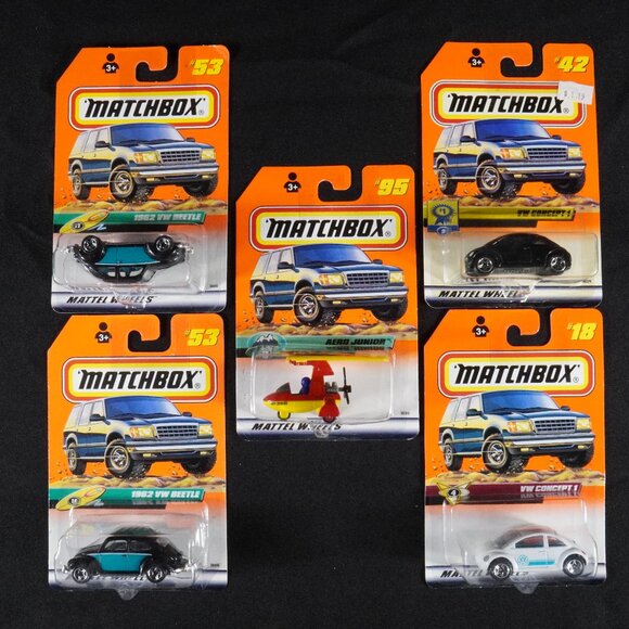 Lot of 5 Vintage Matchbox Cars w Error Upside-down VW Beetle 4 VW Bugs & 1 Plane - Picture 1 of 14